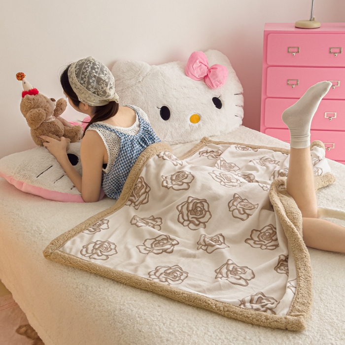 91家纺网 家纺一手货源 找家纺 艾特你 2025新款ins羊羔绒牛奶绒可被套休闲毯单被套-毯子图 苏颜