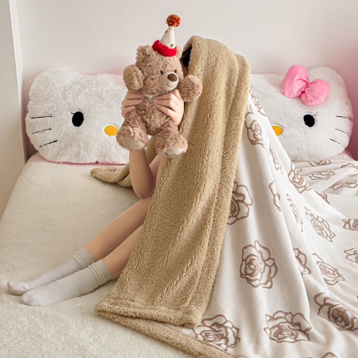 91家纺网 家纺一手货源 找家纺 艾特你 2025新款ins羊羔绒牛奶绒可被套休闲毯单被套-毯子图 苏颜