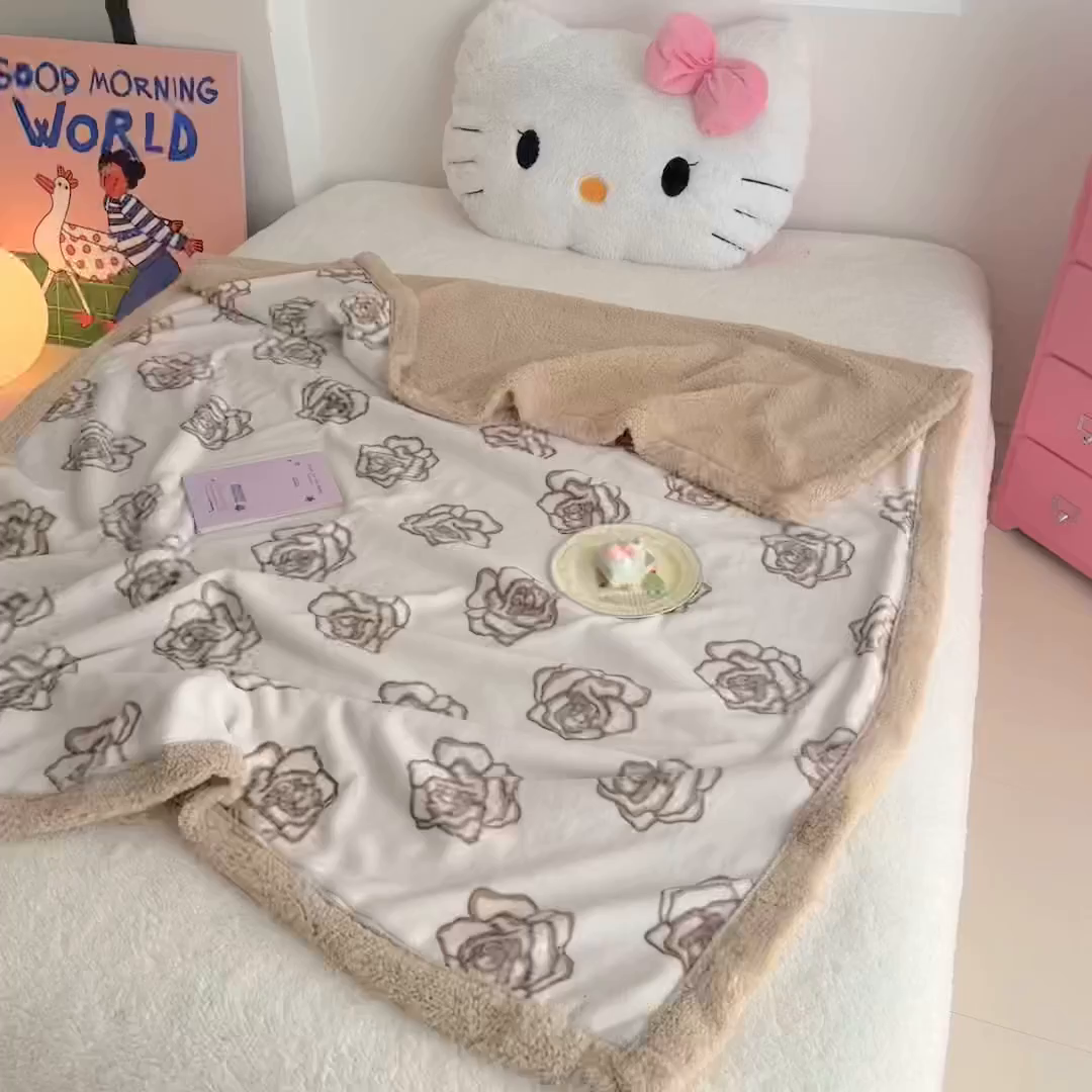 91家纺网 家纺一手货源 找家纺 艾特你 2025新款ins羊羔绒牛奶绒可被套休闲毯单被套-毯子图 苏颜