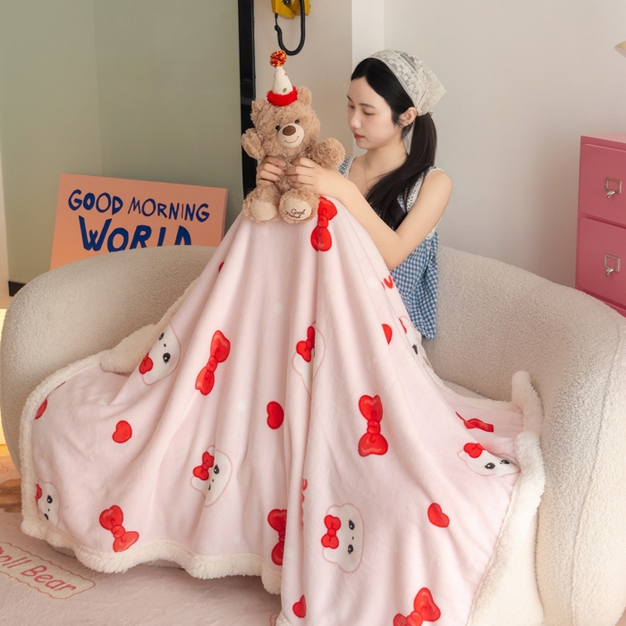 91家纺网 家纺一手货源 找家纺 艾特你 2025新款ins羊羔绒牛奶绒可被套休闲毯单被套-毯子图 糖果猫咪