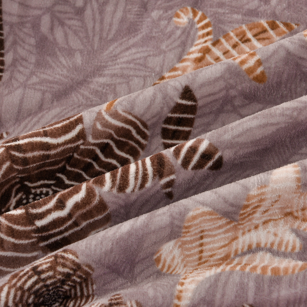 91家纺网 家纺一手货源 找家纺 亿品2025直播爆款9.5斤牛奶绒四件套加厚保暖床裙四件套 花仙子【紫灰】