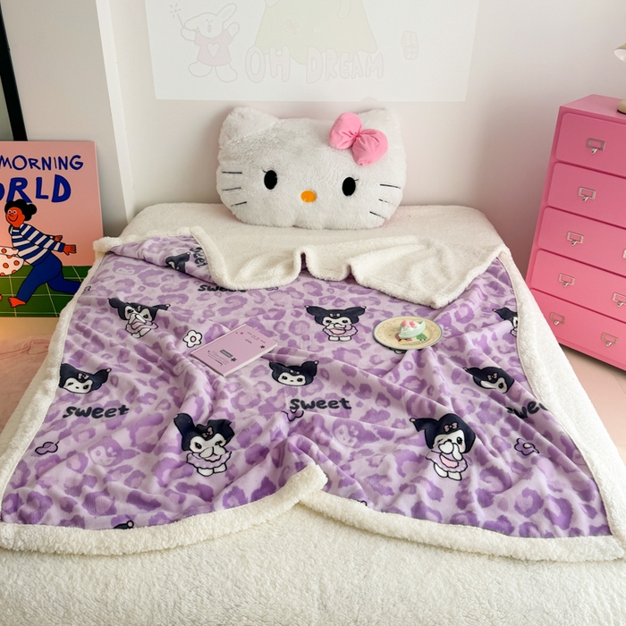 91家纺网 家纺一手货源 找家纺 艾特你 2025新款ins羊羔绒牛奶绒可被套休闲毯单被套-毯子图 淘气