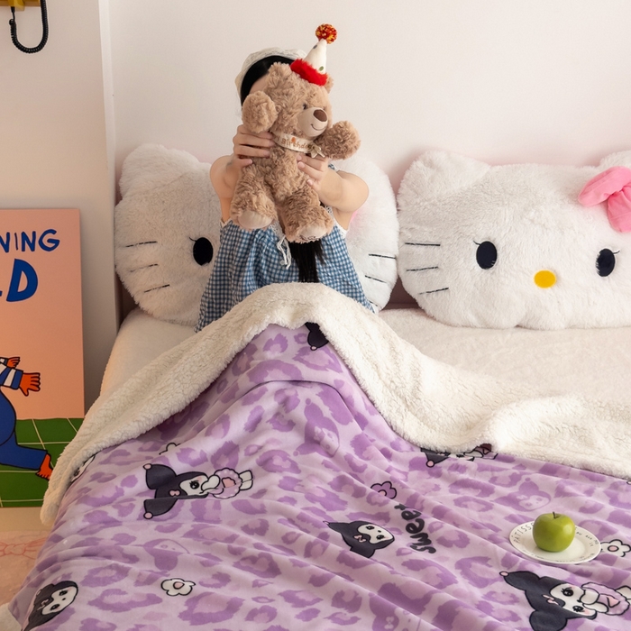 91家纺网 家纺一手货源 找家纺 艾特你 2025新款ins羊羔绒牛奶绒可被套休闲毯单被套-毯子图 淘气