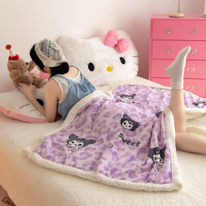 91家纺网 家纺一手货源 找家纺 艾特你 2025新款ins羊羔绒牛奶绒可被套休闲毯单被套-毯子图 淘气