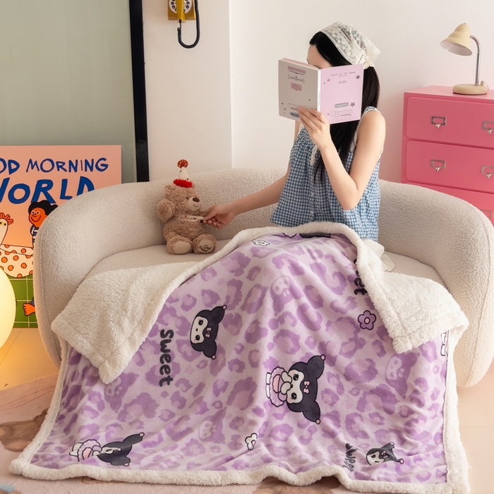 91家纺网 家纺一手货源 找家纺 艾特你 2025新款ins羊羔绒牛奶绒可被套休闲毯单被套-毯子图 淘气