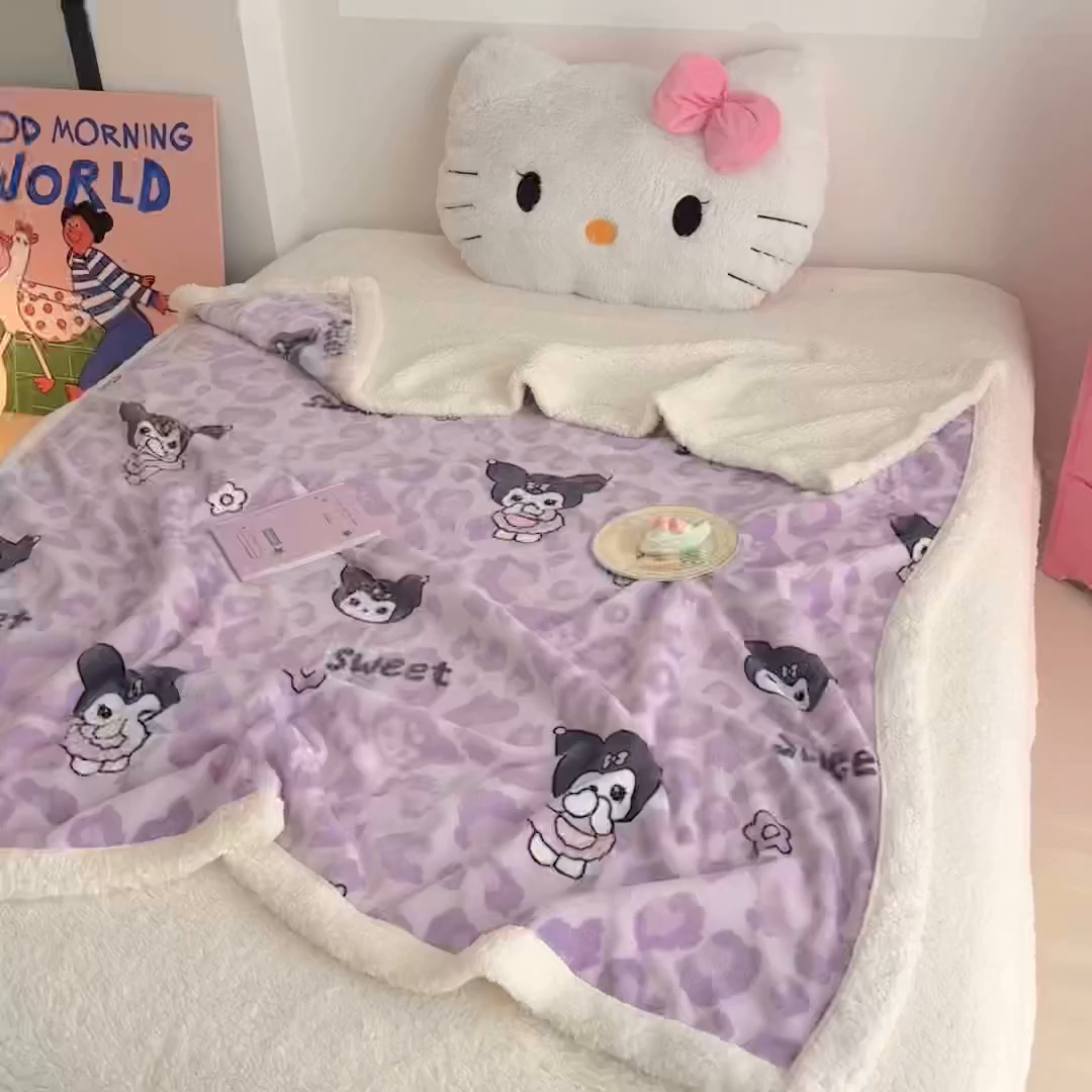 91家纺网 家纺一手货源 找家纺 艾特你 2025新款ins羊羔绒牛奶绒可被套休闲毯单被套-毯子图 淘气