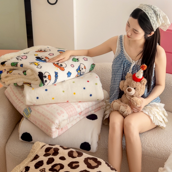 91家纺网 家纺一手货源 找家纺 艾特你 2025新款ins羊羔绒牛奶绒可被套休闲毯单被套-毯子图 组合