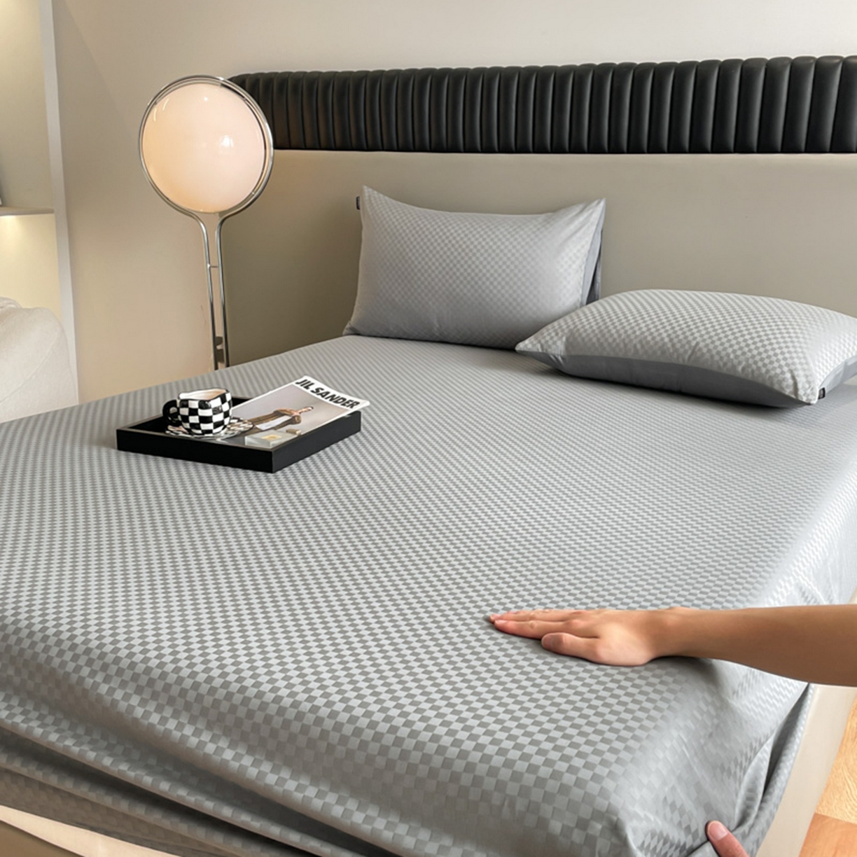 91家纺网 家纺一手货源 找家纺 （总）琪格格纺织 2025新款60S长绒棉纯棉小方格单床单-单床笠