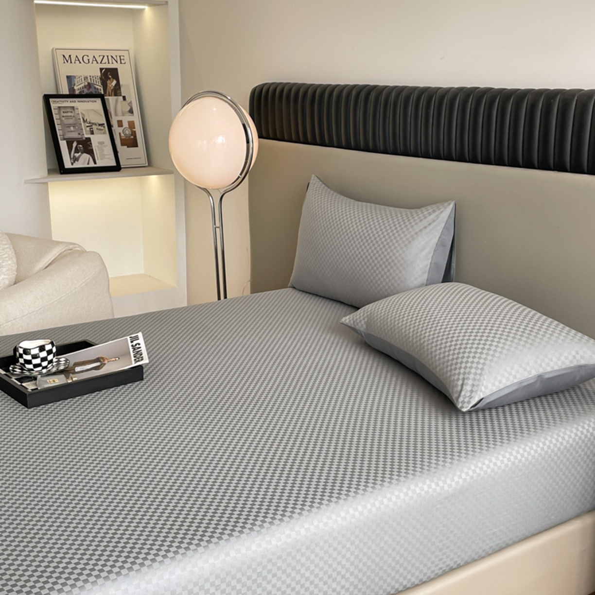 91家纺网 家纺一手货源 找家纺 （总）琪格格纺织 2025新款60S长绒棉纯棉小方格单床单-单床笠