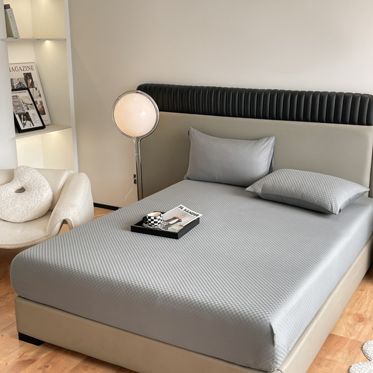 91家纺网 家纺一手货源 找家纺 （总）琪格格纺织 2025新款60S长绒棉纯棉小方格单床单-单床笠