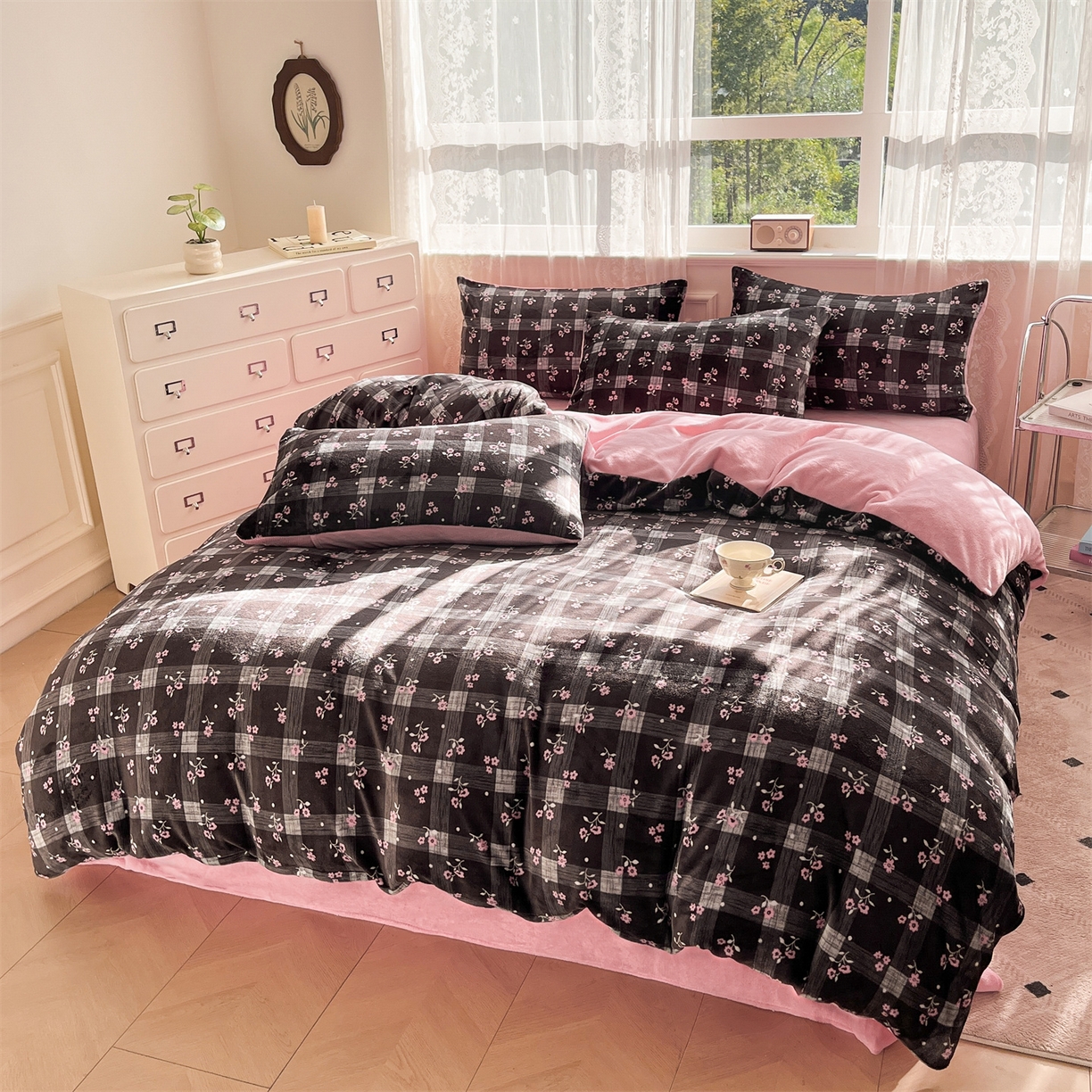 91家纺网 家纺一手货源 找家纺 欧尚家纺 2025新款跑量牛奶绒四件套 魅图