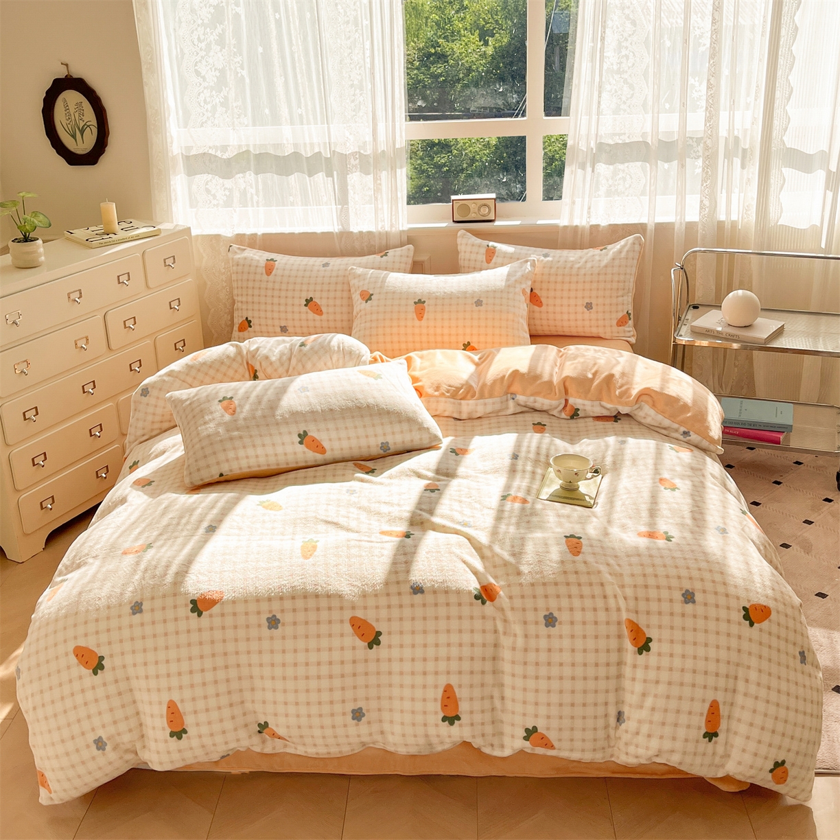 欧尚家纺 2025新款跑量牛奶绒四件套 萝卜