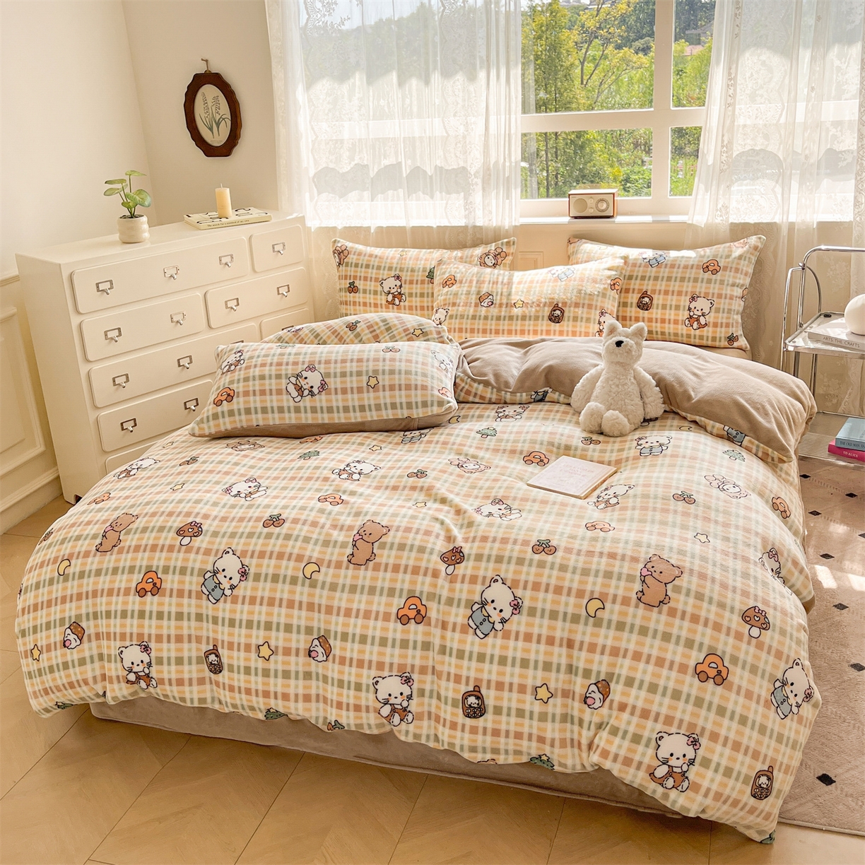 91家纺网 家纺一手货源 找家纺 欧尚家纺 2025新款跑量牛奶绒四件套 萌宠