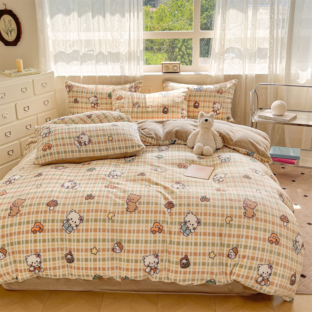 91家纺网 家纺一手货源 找家纺 欧尚家纺 2025新款跑量牛奶绒四件套 萌宠