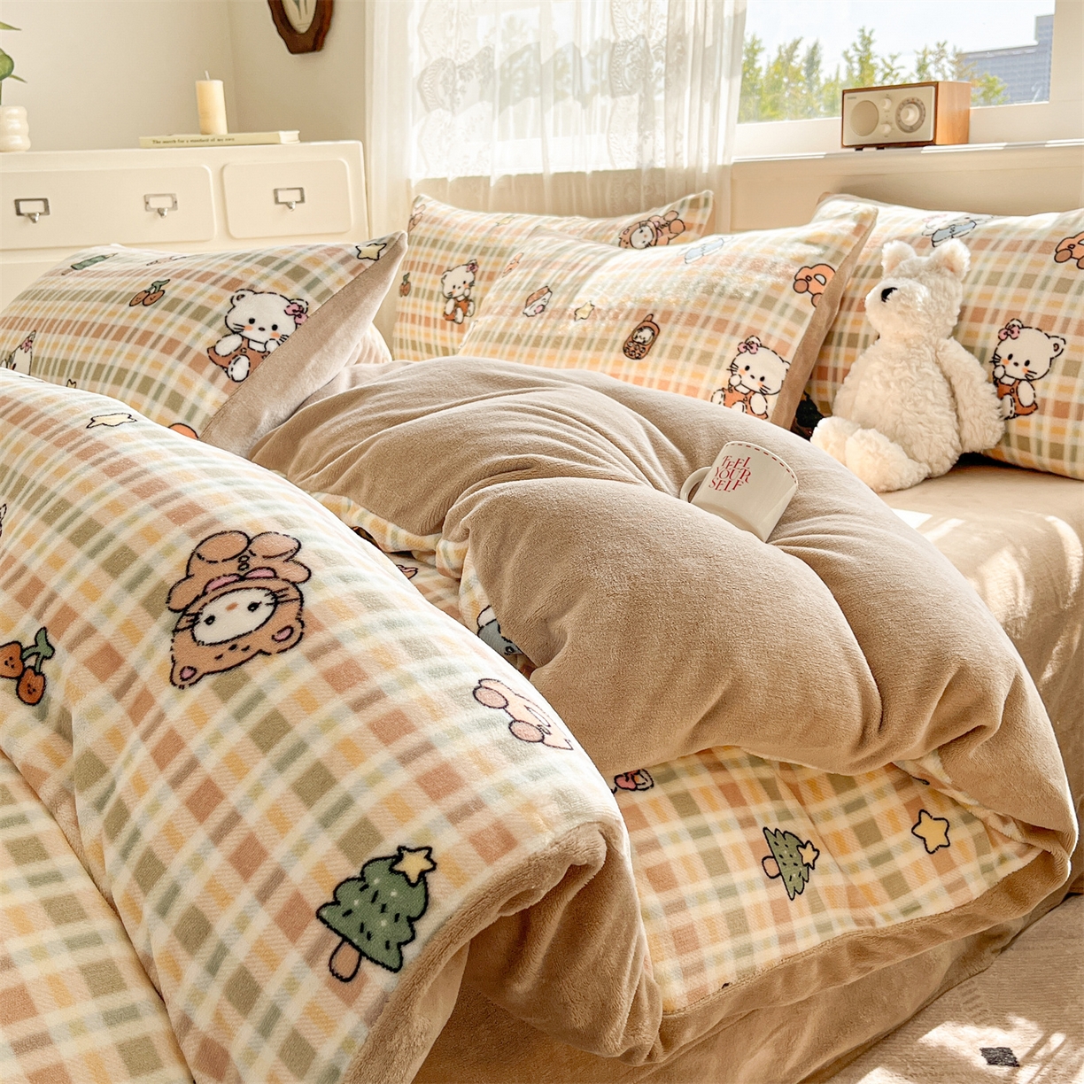 91家纺网 家纺一手货源 找家纺 欧尚家纺 2025新款跑量牛奶绒四件套 萌宠