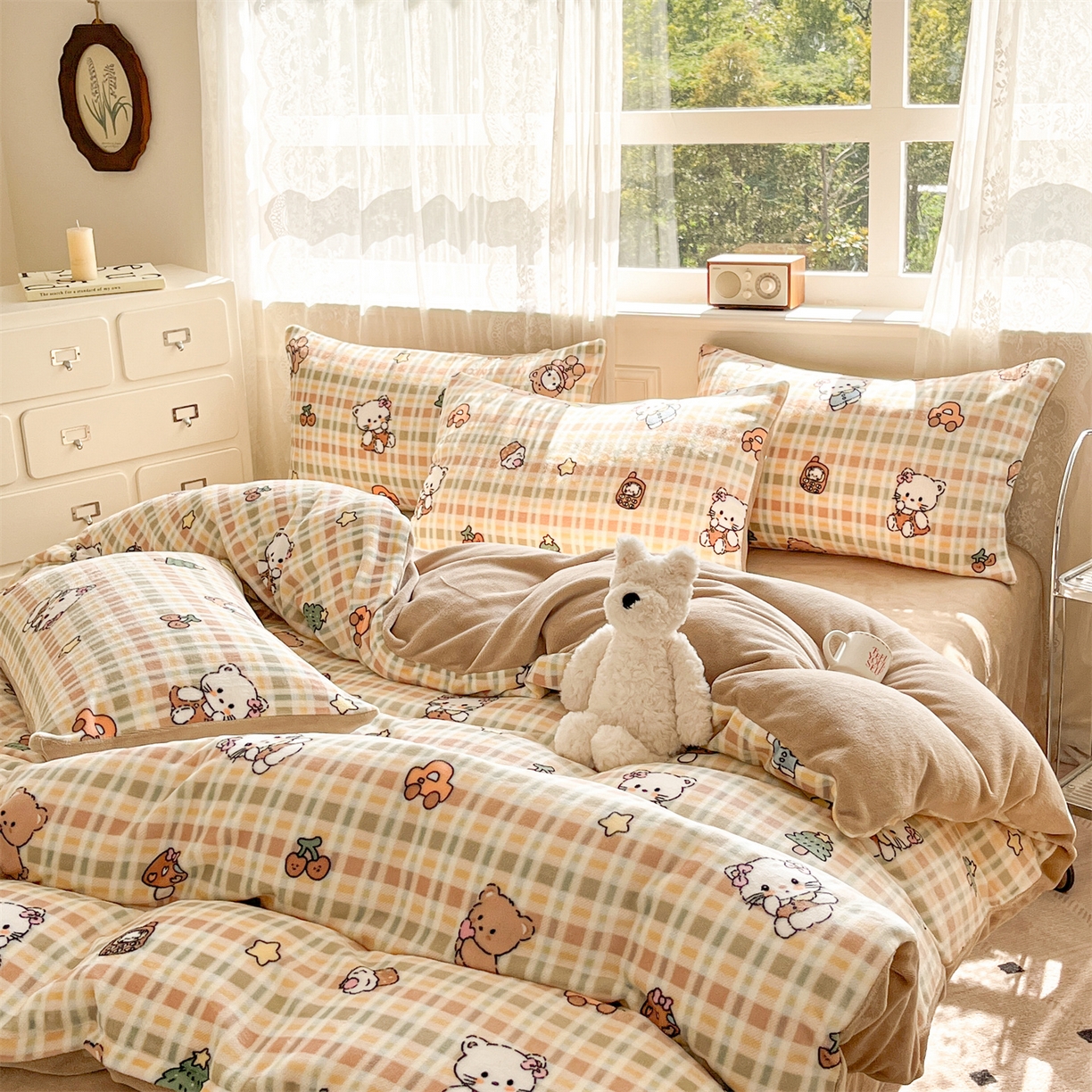 91家纺网 家纺一手货源 找家纺 欧尚家纺 2025新款跑量牛奶绒四件套 萌宠