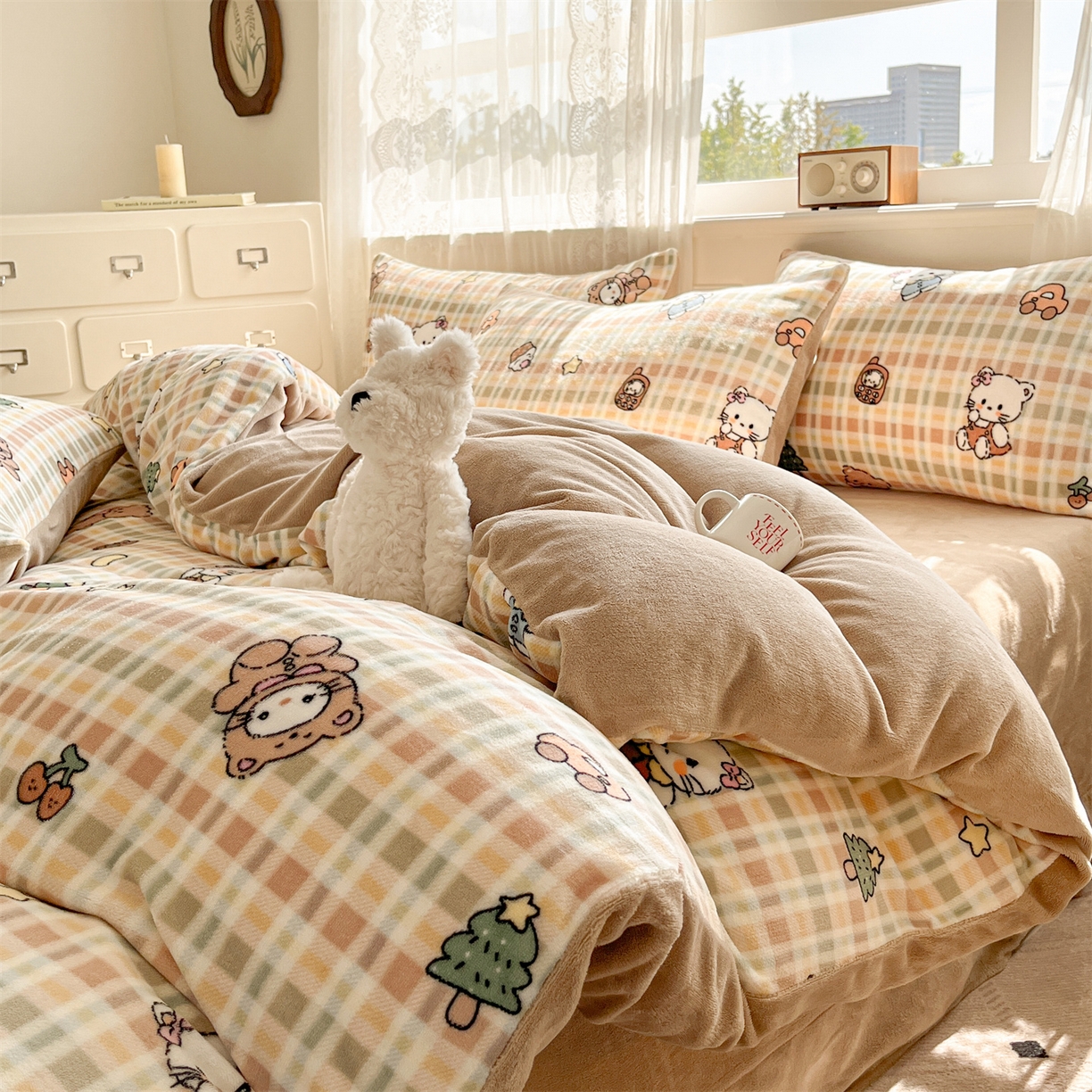 91家纺网 家纺一手货源 找家纺 欧尚家纺 2025新款跑量牛奶绒四件套 萌宠