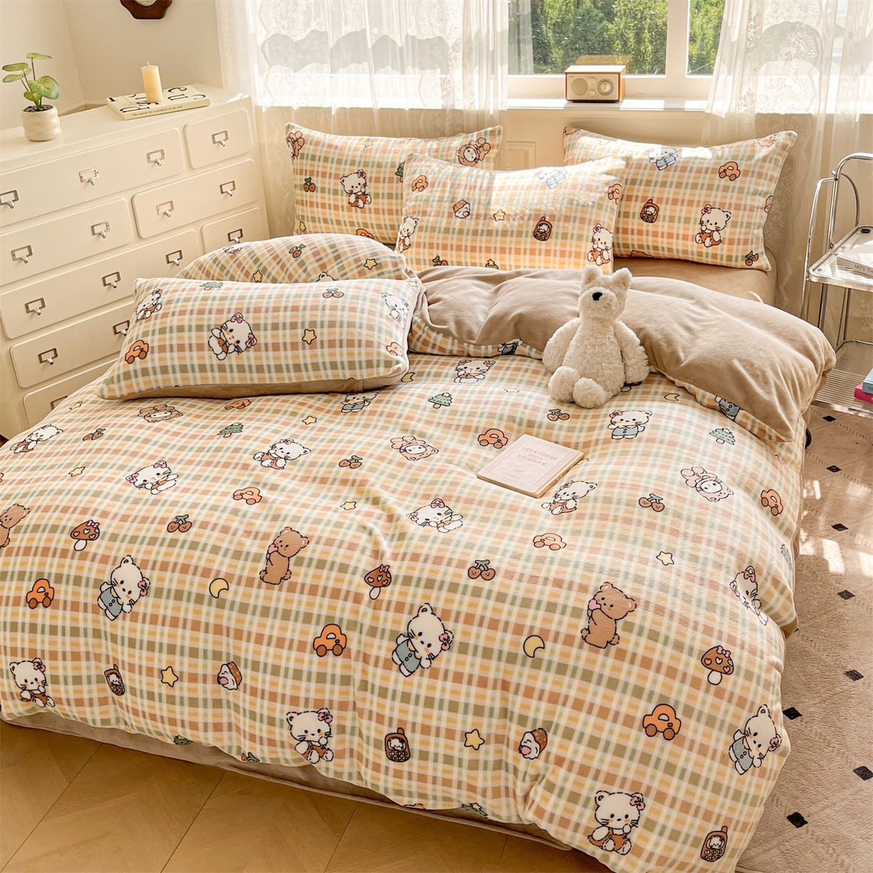 91家纺网 家纺一手货源 找家纺 欧尚家纺 2025新款跑量牛奶绒四件套 萌宠