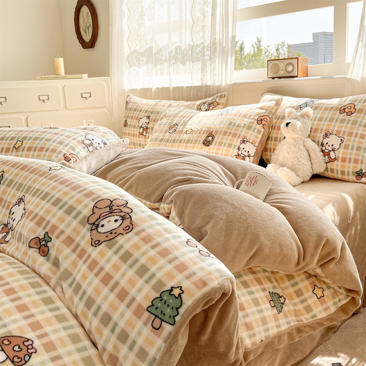 91家纺网 家纺一手货源 找家纺 欧尚家纺 2025新款跑量牛奶绒四件套 萌宠