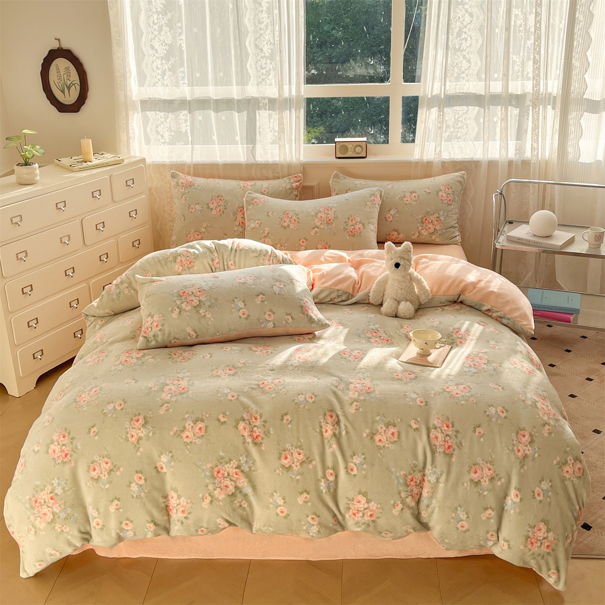欧尚家纺 2025新款跑量牛奶绒四件套 沐熙花