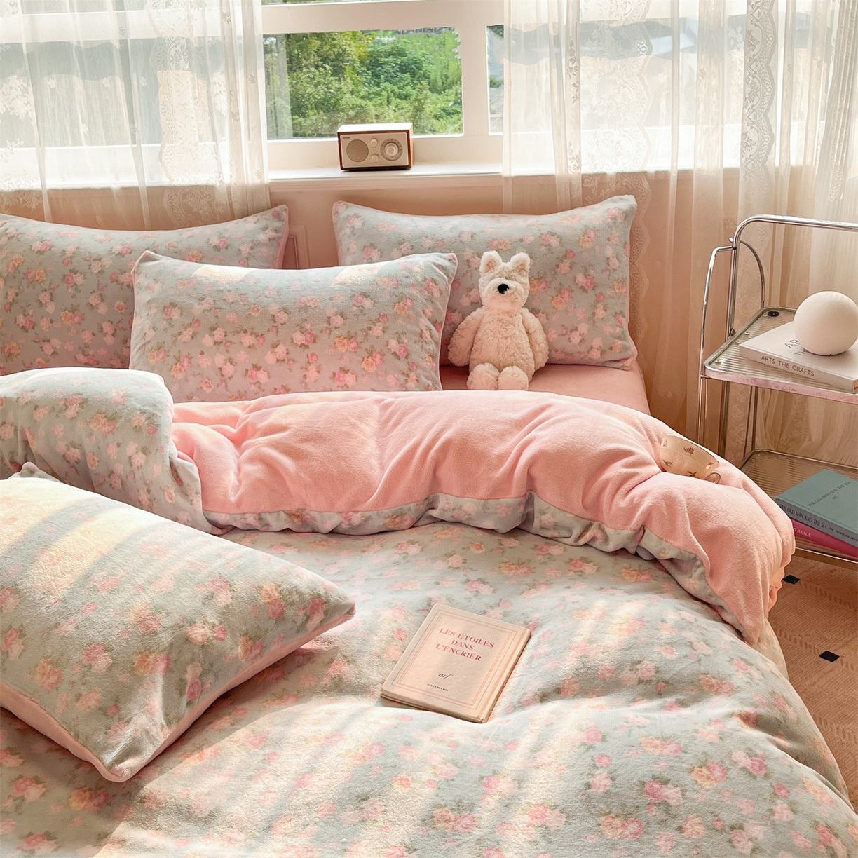 91家纺网 家纺一手货源 找家纺 欧尚家纺 2025新款跑量牛奶绒四件套 温馨花语