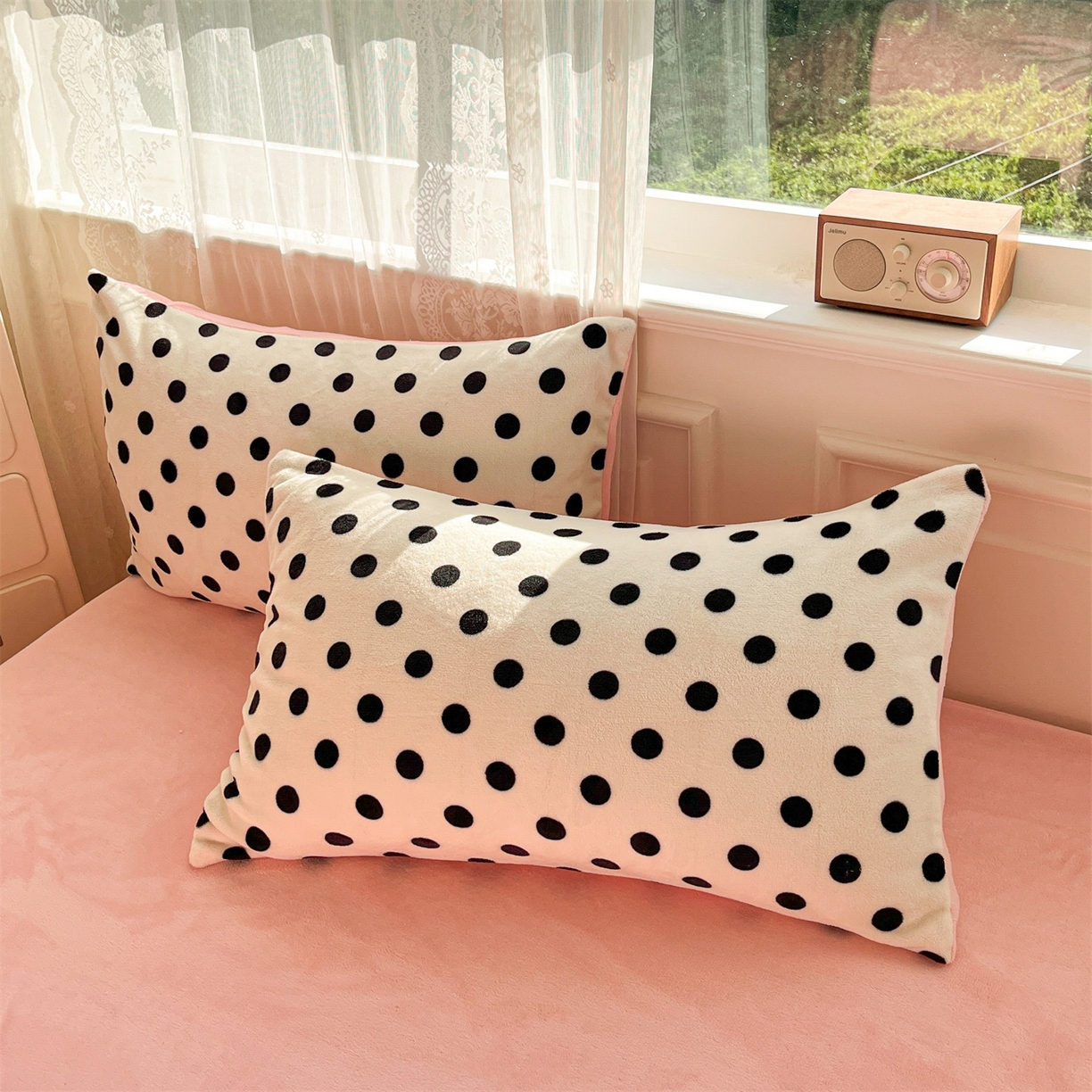 91家纺网 家纺一手货源 找家纺 欧尚家纺 2025新款跑量牛奶绒四件套 白波点