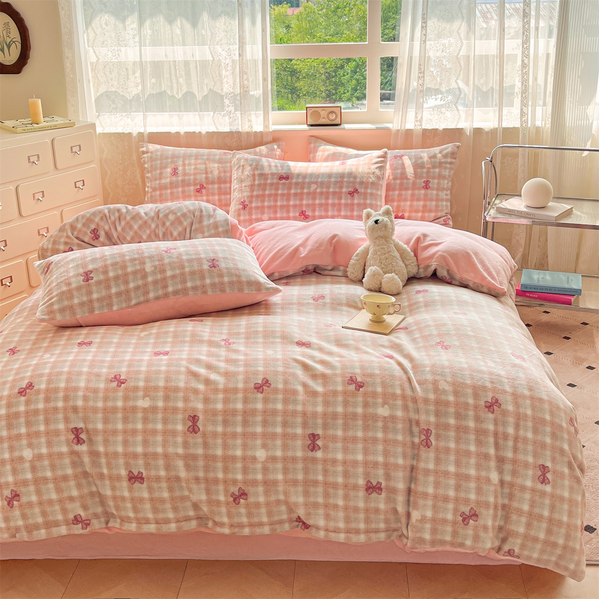 91家纺网 家纺一手货源 找家纺 欧尚家纺 2025新款跑量牛奶绒四件套 相思粉