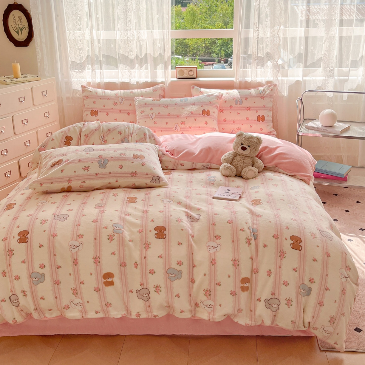 91家纺网 家纺一手货源 找家纺 欧尚家纺 2025新款跑量牛奶绒四件套 呆小萌