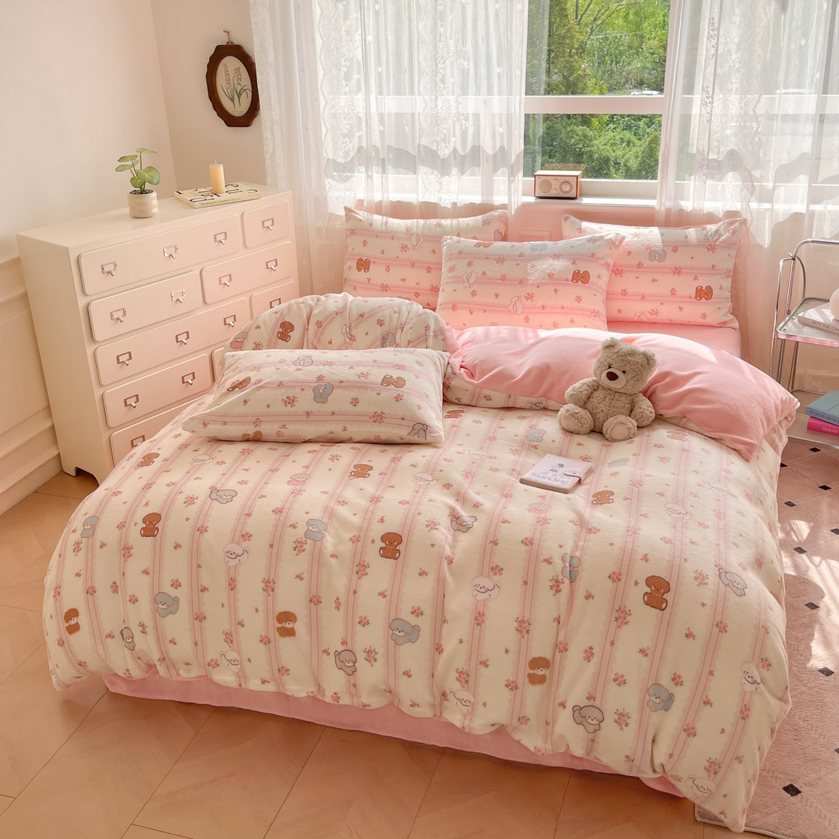 91家纺网 家纺一手货源 找家纺 欧尚家纺 2025新款跑量牛奶绒四件套 呆小萌