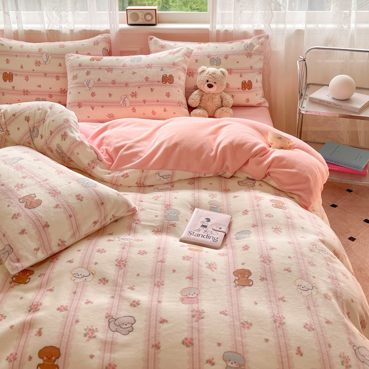 91家纺网 家纺一手货源 找家纺 欧尚家纺 2025新款跑量牛奶绒四件套 呆小萌