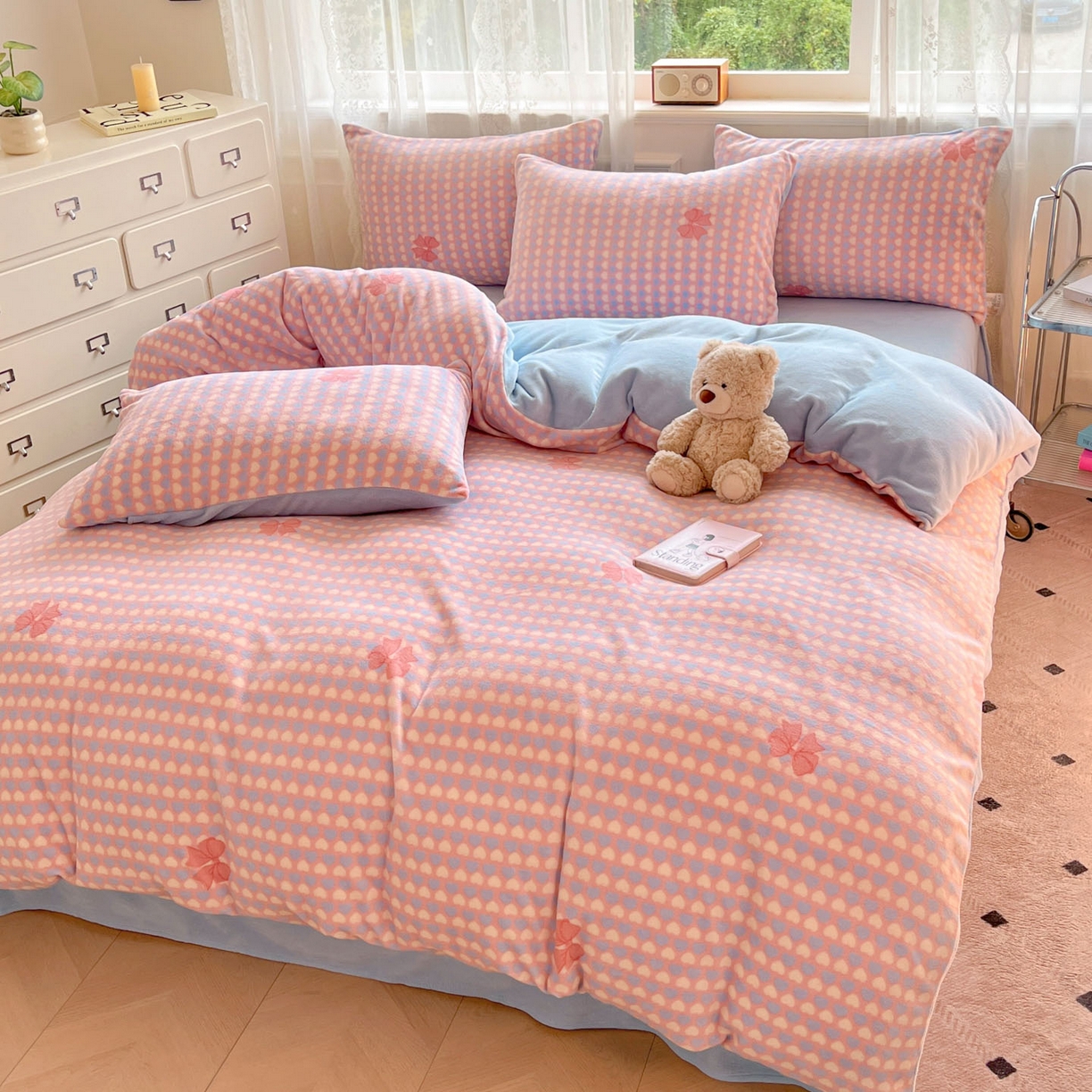 91家纺网 家纺一手货源 找家纺 欧尚家纺 2025新款跑量牛奶绒四件套 蓝色天空