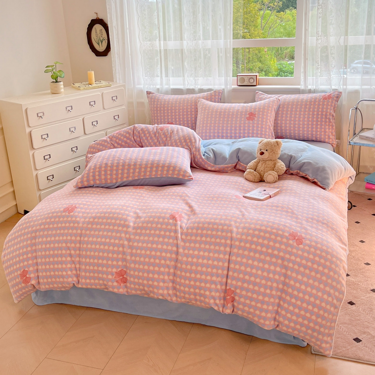 91家纺网 家纺一手货源 找家纺 欧尚家纺 2025新款跑量牛奶绒四件套 蓝色天空