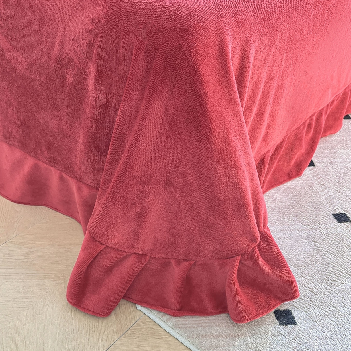 91家纺网 家纺一手货源 找家纺 欧尚家纺 2025新款跑量牛奶绒四件套 梨花落红