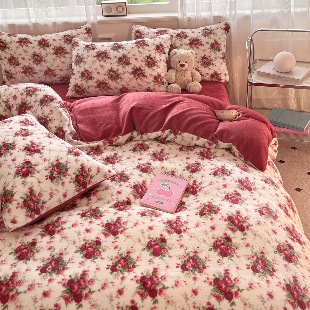 91家纺网 家纺一手货源 找家纺 欧尚家纺 2025新款跑量牛奶绒四件套 梨花落红