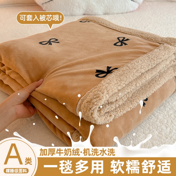 91家纺网 家纺一手货源 找家纺 （总）艾特你 2025新款ins羊羔绒牛奶绒可被套休闲毯单被套-毯子图