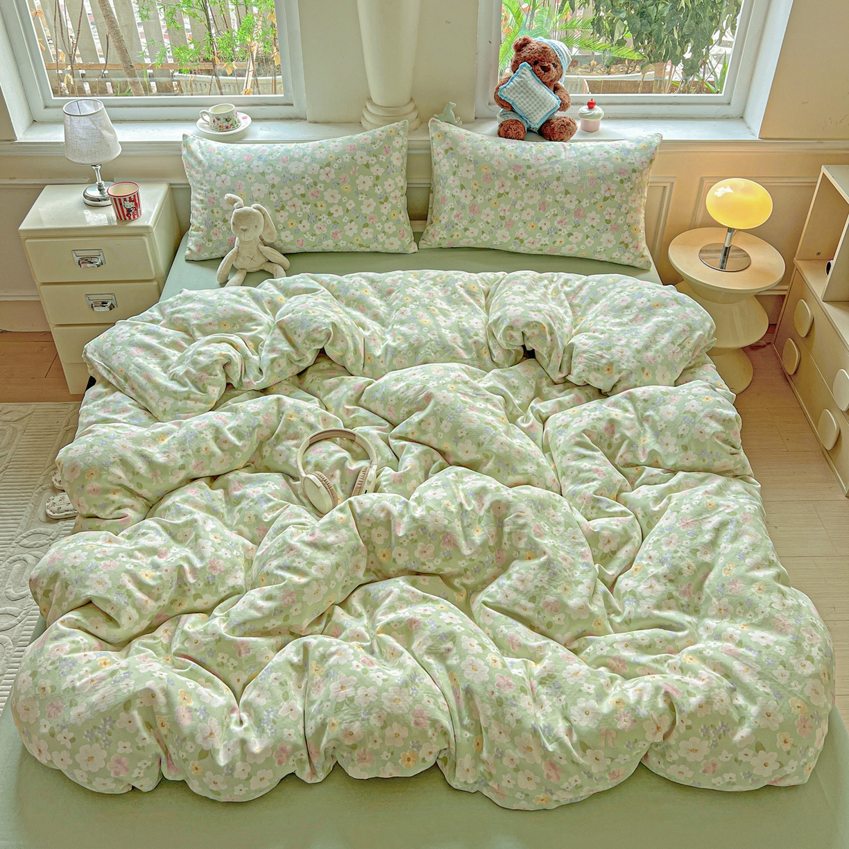 91家纺网 家纺一手货源 找家纺 典曼家纺 2025新款双层纱四件套 初夏