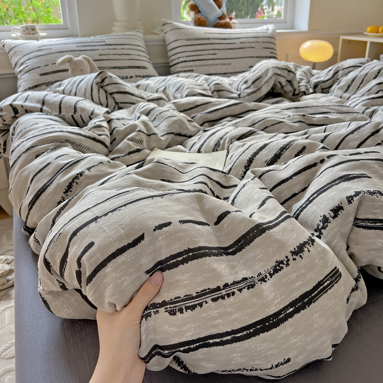 91家纺网 家纺一手货源 找家纺 典曼家纺 2025新款双层纱四件套 凯伦