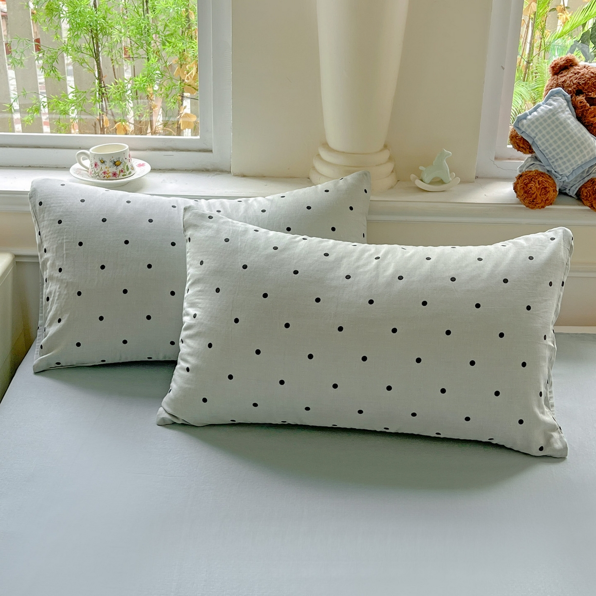 91家纺网 家纺一手货源 找家纺 典曼家纺 2025新款双层纱四件套 抹茶啵啵