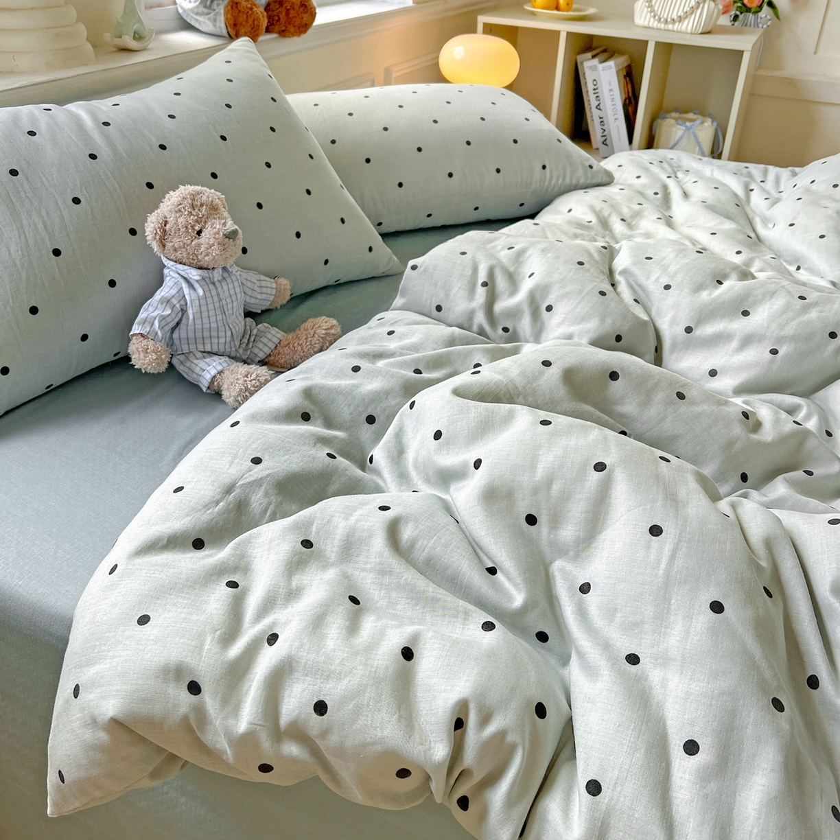 91家纺网 家纺一手货源 找家纺 典曼家纺 2025新款双层纱四件套 抹茶啵啵