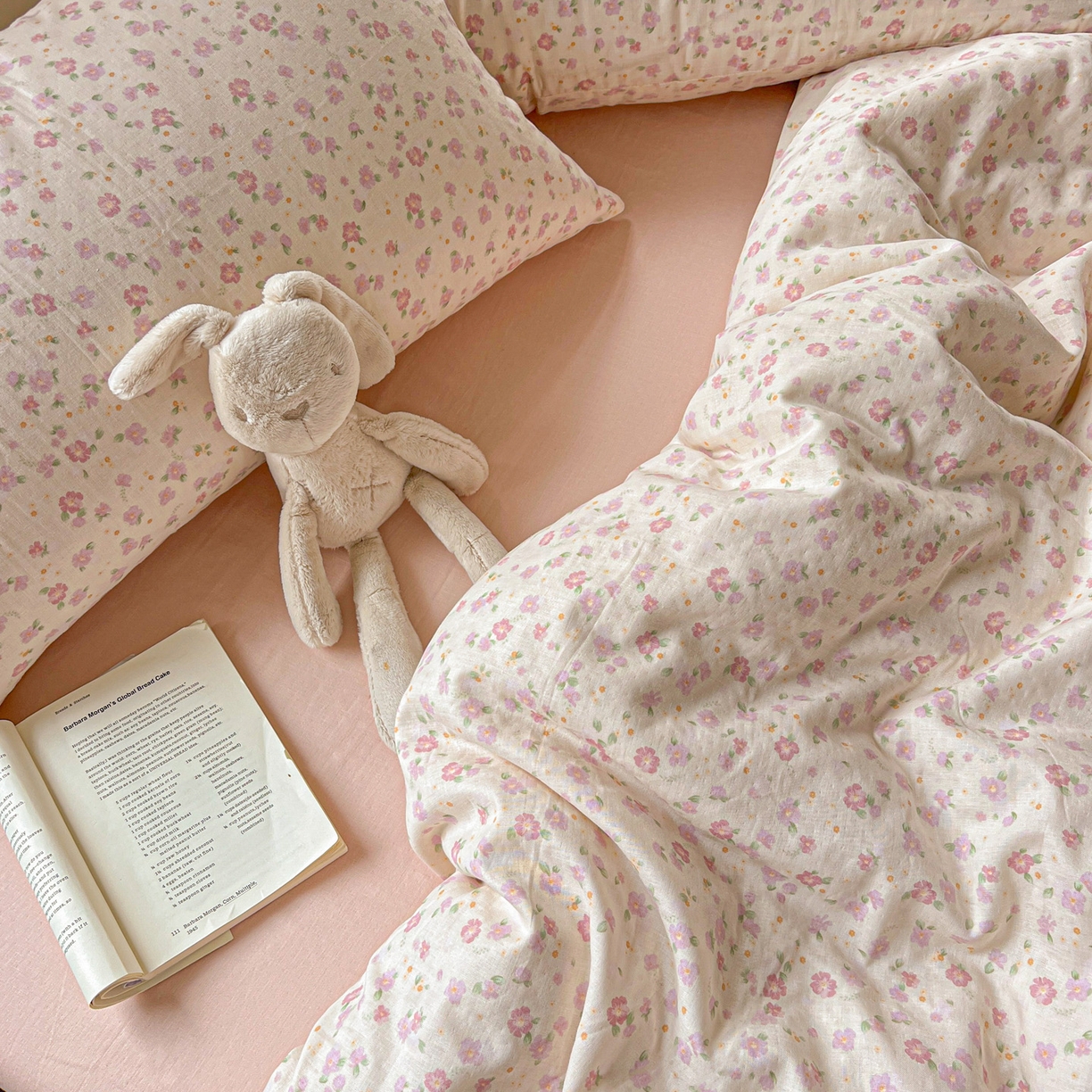 91家纺网 家纺一手货源 找家纺 典曼家纺 2025新款双层纱四件套 桃之夭夭