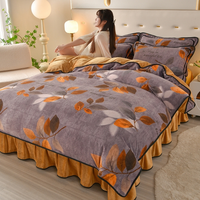 91家纺网 家纺一手货源 找家纺 （总）亿品2025直播爆款9.5斤牛奶绒四件套加厚保暖床裙四件套