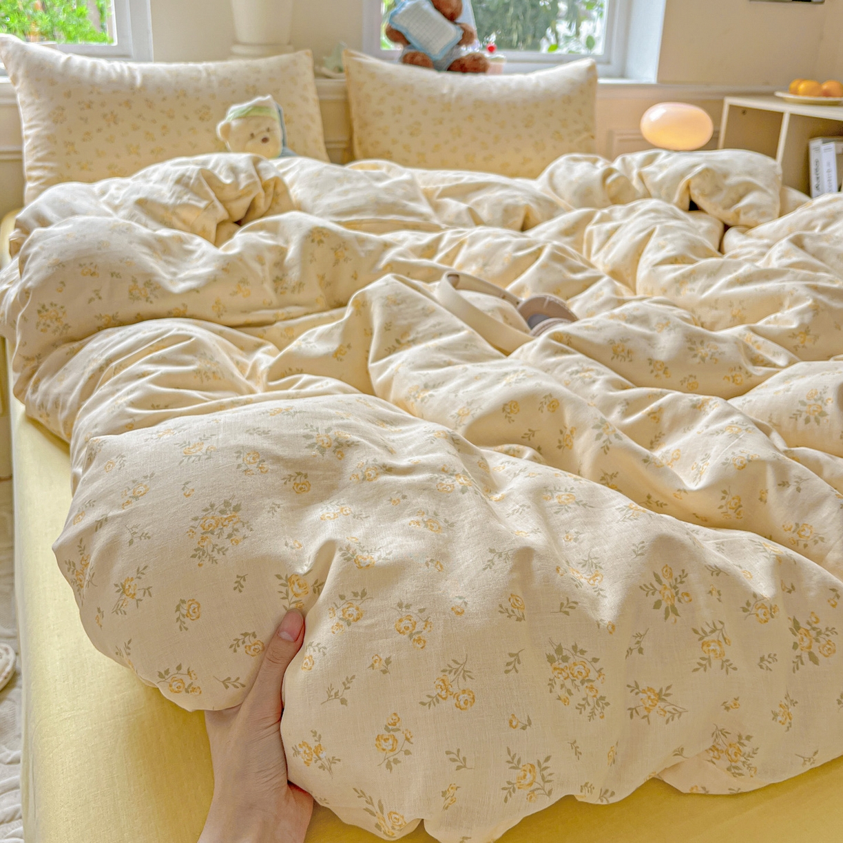 91家纺网 家纺一手货源 找家纺 典曼家纺 2025新款双层纱四件套 小晴天