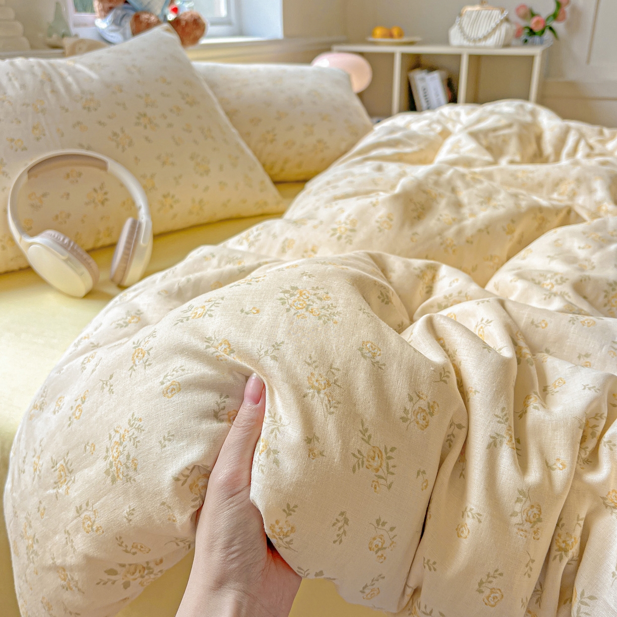 91家纺网 家纺一手货源 找家纺 典曼家纺 2025新款双层纱四件套 小晴天