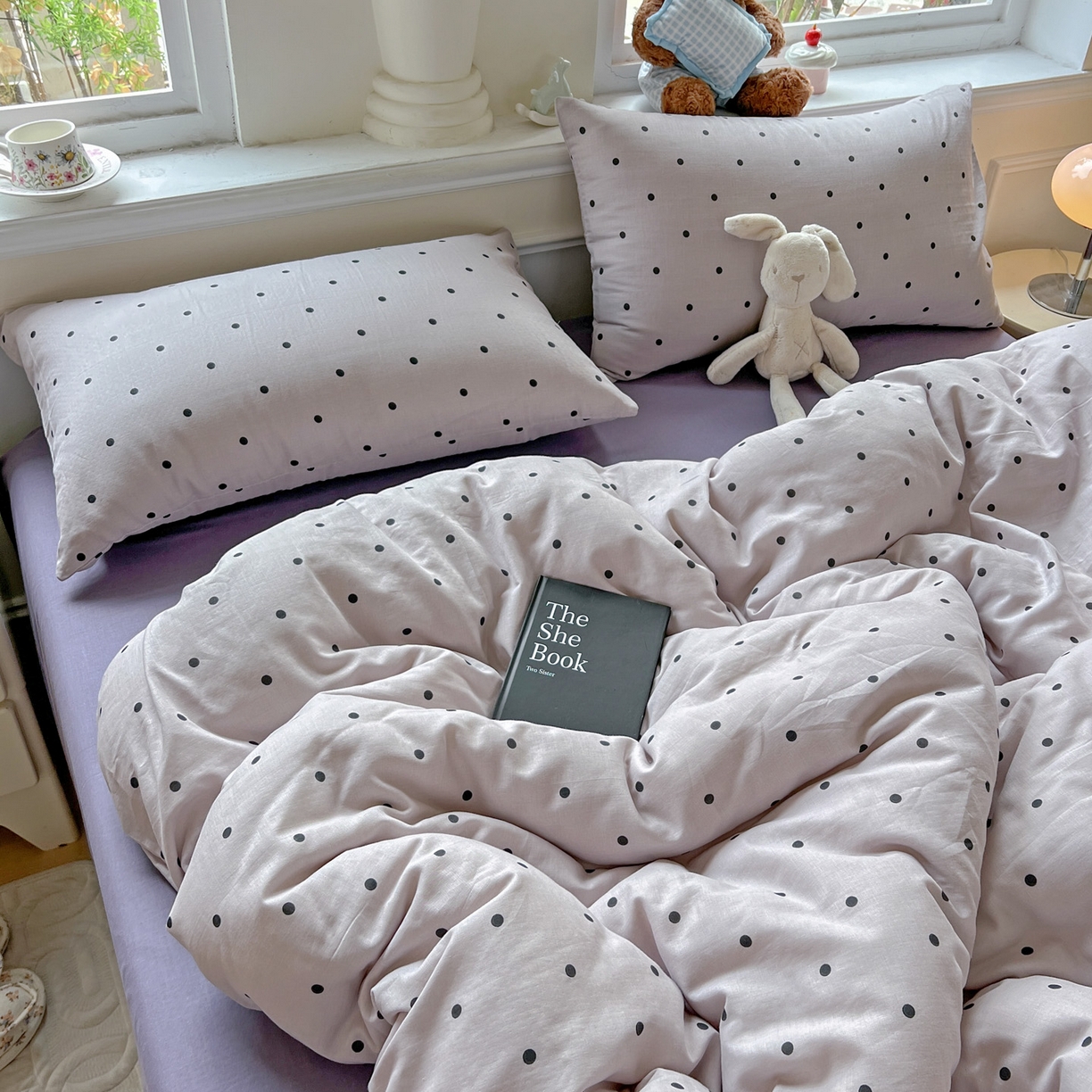 91家纺网 家纺一手货源 找家纺 典曼家纺 2025新款双层纱四件套 芋泥啵啵