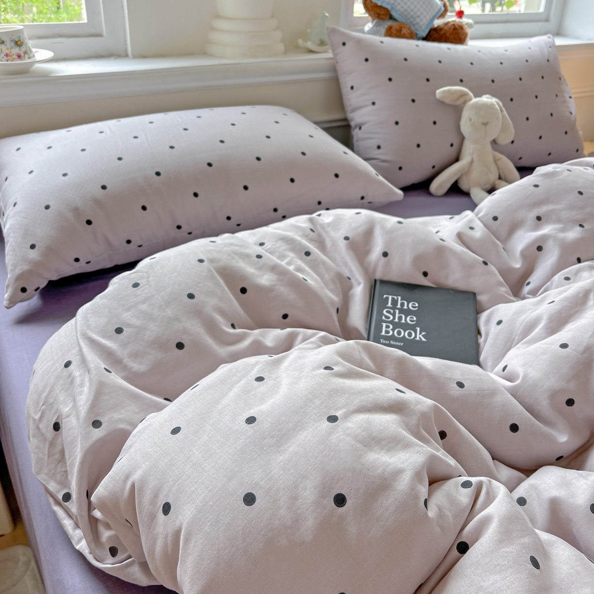 91家纺网 家纺一手货源 找家纺 典曼家纺 2025新款双层纱四件套 芋泥啵啵