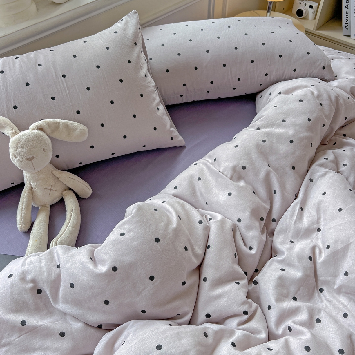 91家纺网 家纺一手货源 找家纺 典曼家纺 2025新款双层纱四件套 芋泥啵啵