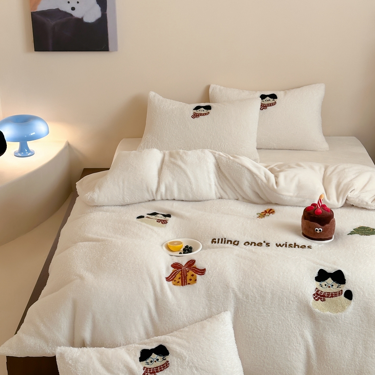 （总）圆岛家纺 2025新款泰迪绒毛巾绣牛奶绒四件套