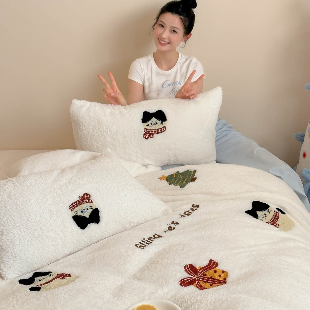 91家纺网 家纺一手货源 找家纺 （总）圆岛家纺 2025新款泰迪绒毛巾绣牛奶绒四件套