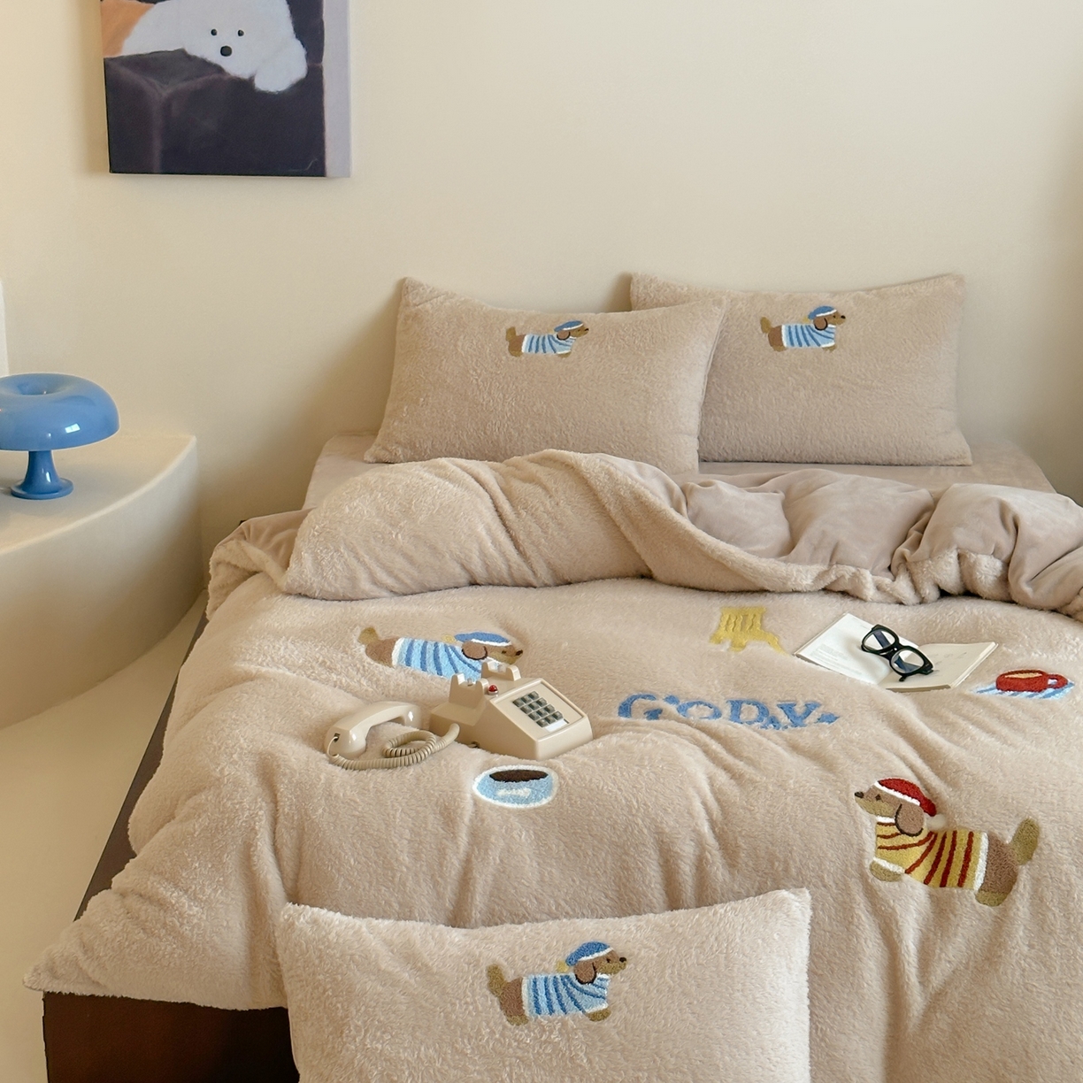 91家纺网 家纺一手货源 找家纺 （总）圆岛家纺 2025新款泰迪绒毛巾绣牛奶绒四件套