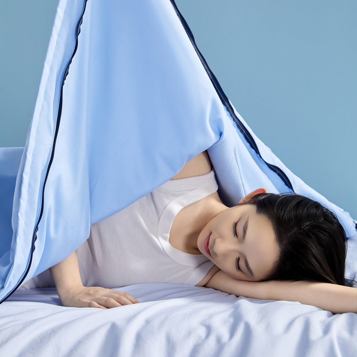 91家纺网 家纺一手货源 找家纺 观月轩家纺 2025新款酣睡星球双层深睡控温被PRO2.0被子被芯 清澄蓝